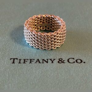 Tiffany & Co Somerset Mesh Weave Sterling Silver 925 Unisex Ring Size 7-US B.